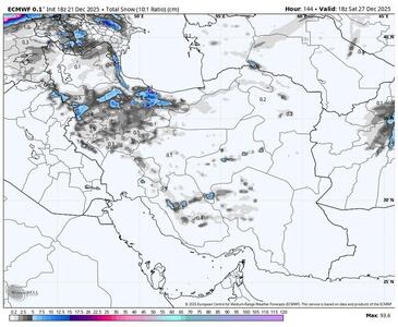 پیش‌بینی وضعیت بارش باران و برف تا نیمه بهمن ۱۴۰۴