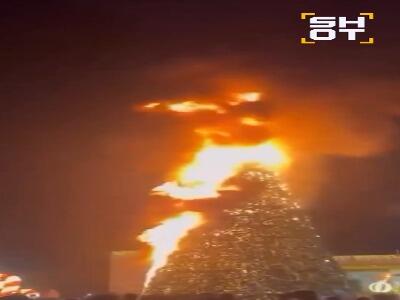  سوختن درخت اصلی سال نو در گرجستان