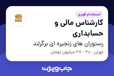  استخدام کارشناس مالی و حسابداری در رستوران های زنجیره ای برگرلند