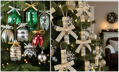  10 روش‌ ساده و جالب برای تزیین درخت کریسمس با وسایل دورریختنی