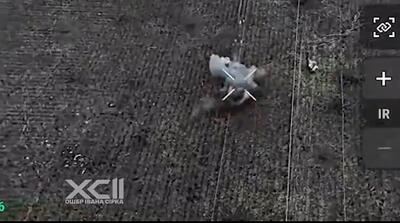 لحظه اصابت پهپاد انتحاری اوکراینی به نظامیان روس