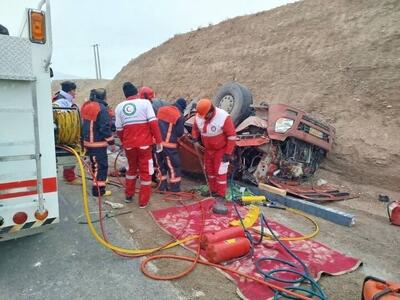 واژگونی مرگبار تریلی جان یک نفر را گرفت