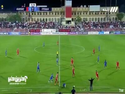 درگیری بازیکنان المحرق و استقلال در دقیقه 76 بازی