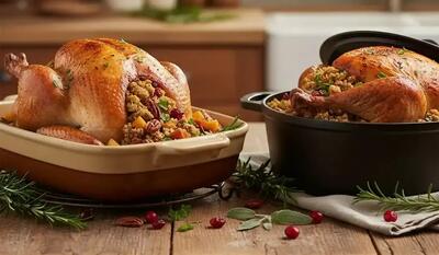  طرز تهیه بوقلمون شکم‌ پر؛ غذای سال نو میلادی در فر و قابلمه