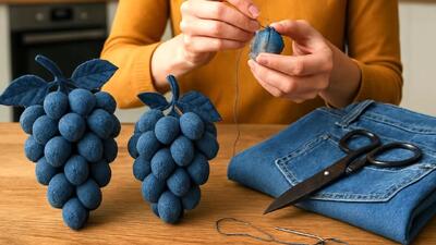  تبدیل شلوار جین قدیمی به خوشه های انگور | دکوراسیون منزل منحصر به فرد!