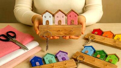  جا کلیدی خلاقانه با نمد بدون نیاز به چوب / یک خانه کوچک برای کلیدهایتان بسازید