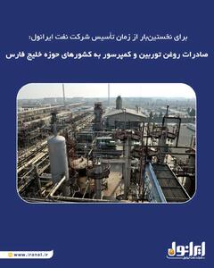  برای نخستین‌بار از زمان تأسیس شرکت نفت ایرانول: صادرات روغن توربین و کمپرسور به کشورهای حوزه خلیج فارس