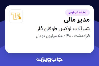  استخدام مدیر مالی در شیرآلات لوکس طوفان فلز
