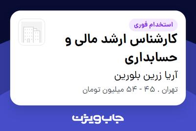 استخدام کارشناس ارشد مالی و حسابداری در آریا زرین بلورین