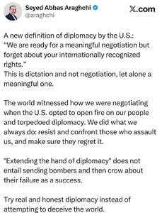 کنایه عراقچی به تعریف جدید آمریکا از دیپلماسی