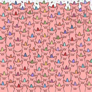  با استفاده از چشم تیزبین خود می‌توانید سه خوک بدون کلاه را در تصویر پیدا کنید!