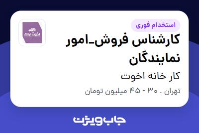  استخدام کارشناس فروش_امور نمایندگان - خانم در کار خانه اخوت