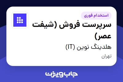  استخدام سرپرست فروش (شیفت عصر) در هلدینگ نوین (IT)