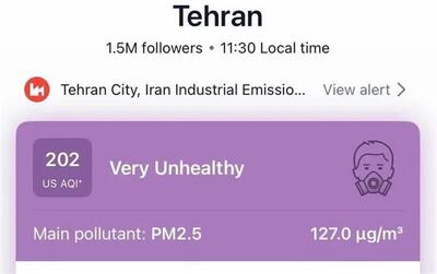 هوای تهران در وضعیت بنفش!