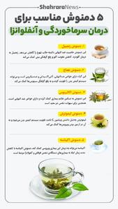  اینفوگرافی| پنج دمنوش مناسب برای درمان سرماخوردگی و آنفلونزا