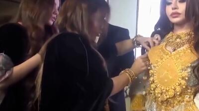 تصاویر عروس زیر بار کیلوگرم‌ها طلا