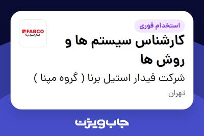  استخدام کارشناس سیستم ها و روش ها در شرکت فیدار استیل برنا ( گروه مپنا )