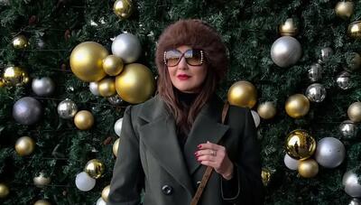 استایل کریسمسی مریم معصومی با پالتو سبز و کلاه خز (عکس)