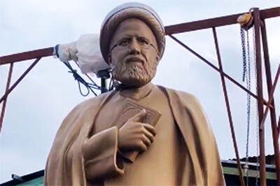 پل شهید رئیسی اردبیل با مجسمه رئیس‌جمهور کامل شد