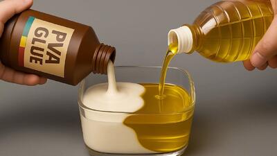  چسب PVA را با روغن پخت و پز مخلوط کنید و ببینید چه اتفاقی می افتد - شوکه کنندست !