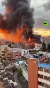  آتش‌سوزی گسترده‌ در دانشکده ماریستا سانتا ماریا در برزیل + فیلم