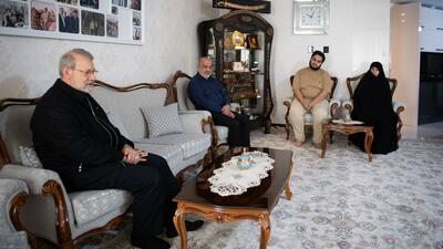 دیدار لاریجانی با خانواده شهیدان حاجی‌زاده و باقری