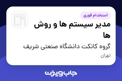  استخدام مدیر سیستم ها و روش ها در گروه کانکت دانشگاه صنعتی شریف