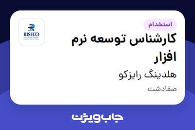  استخدام کارشناس توسعه نرم افزار در هلدینگ رایزکو