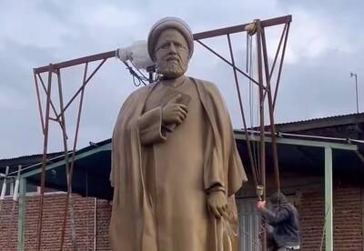  فیلم/ رونمایی از مجسمه بزرگ شهید جمهور در اردبیل