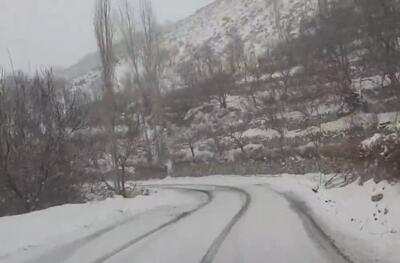  بارش برف در مسیر کردآباد به گنبرف