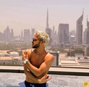 مهدی قایدی با پیرژامه در جشن تولد لاکچری در دوبی!/ عکس