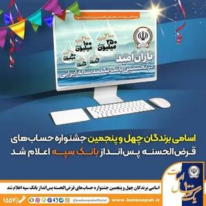  اسامی برندگان چهل و پنجمین جشنواره حساب‌های قرض‌الحسنه پس‌انداز بانک سپه اعلام شد