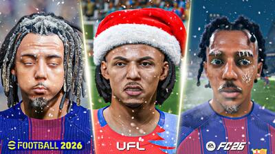 مقایسه جزئیات گرافیکی بازی EA FC 26 با eFootball 2026 و UFL 2026 در مسابقات زمستانی و برفی