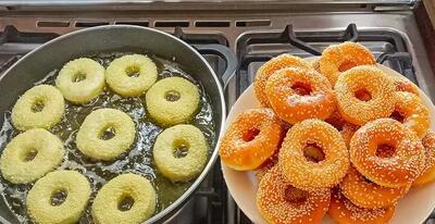  طرز تهیه دونات خانگی کنجدی بدون تخم مرغ