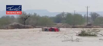 غرق شدن یک خودرو در سیلاب هرمزگان با یک فوتی