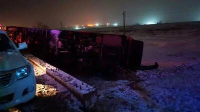 حادثه در جاده ارومیه–مهاباد؛ انحراف و واژگونی اتوبوس مسافربری