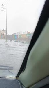  آبگرفتگی شدید خیابان ها در گناوه + فیلم