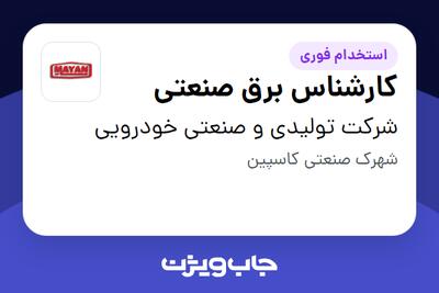  استخدام کارشناس برق صنعتی - آقا در شرکت تولیدی و صنعتی خودرویی