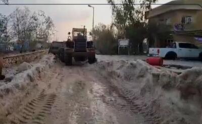  بارش شدید تگرگ جزیره خارگ