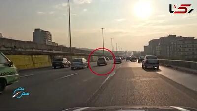 پراید حادثه‌ساز در بزرگراه توقیف شد