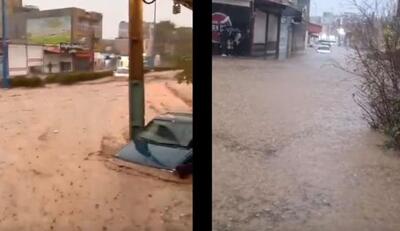 خیابان‌های ایذه خوزستان زیر سیلاب رفت