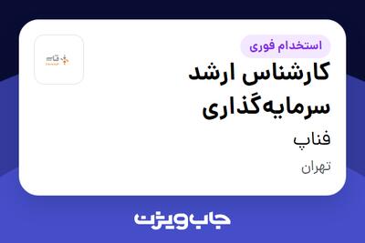  استخدام کارشناس ارشد سرمایه‌گذاری در فناپ