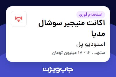  استخدام اکانت منیجیر سوشال مدیا در استودیو پل