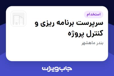  استخدام سرپرست برنامه ریزی و کنترل پروژه - آقا در سازمانی فعال در حوزه نفت، گاز و پتروشیمی