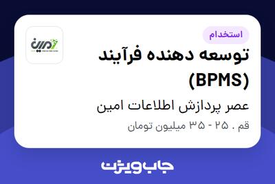  استخدام توسعه دهنده فرآیند (BPMS) در عصر پردازش اطلاعات امین