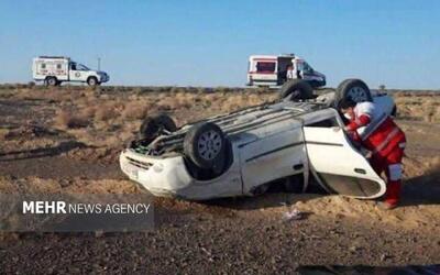 واژگونی خودرو در جاده گرمسار - قم ۳ مصدوم برجای گذاشت