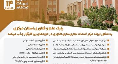  فراخوان همکاری پارک علم و فناوری استان مرکزی با شرکت‌های تخصصی در ۱۴ حوزه کلیدی