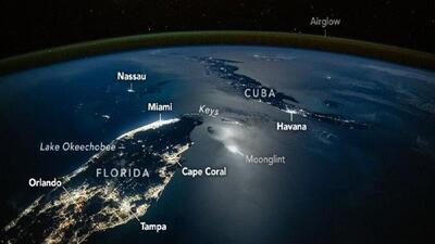 تقابل آمریکا و کوبا از دید ایستگاه فضایی / یک عکس متفاوت