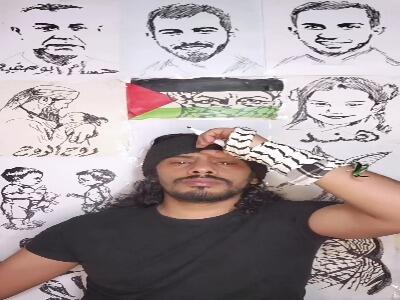  پرتره خلاقانه یک هنرمند یمنی از شهید مقاومت ابوعبیده