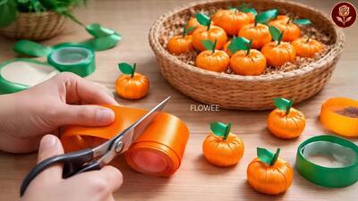  کاردستی پرتقال با روبان ساتن بسیار آسان | تزئین میوه به طرز شگفت آوری واقع گرایانه!